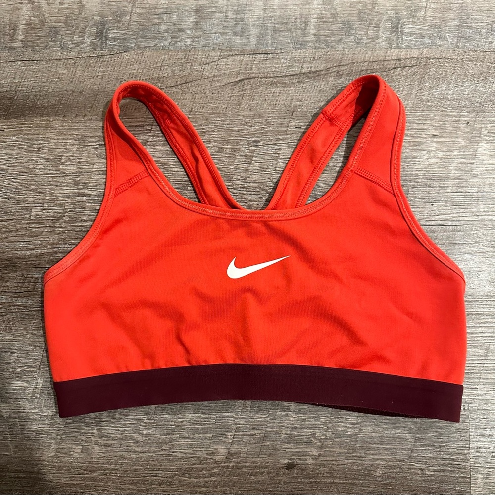 Nike Dri Fit Sports Bra- size medium- dark orange/red